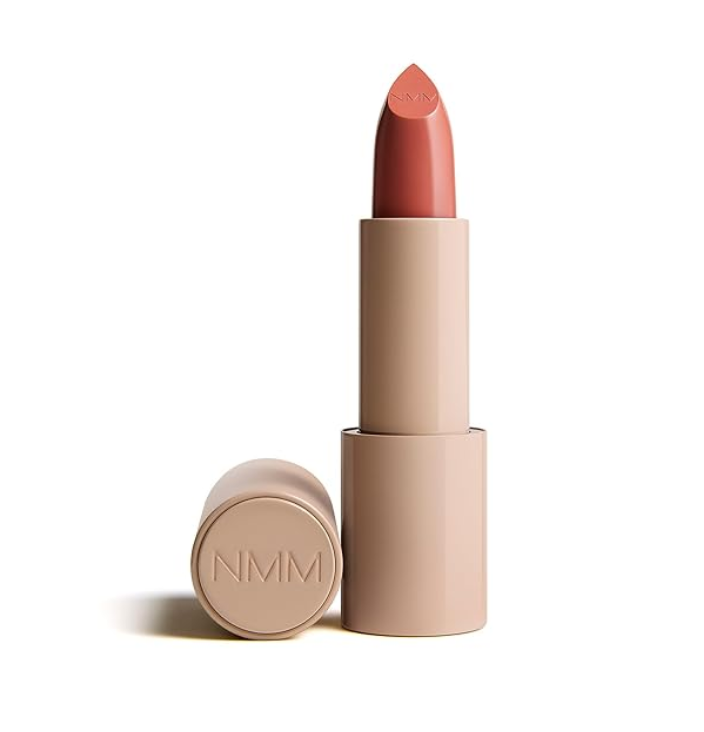 Moisturizing lipstick showing rich color and creamy finish on lips